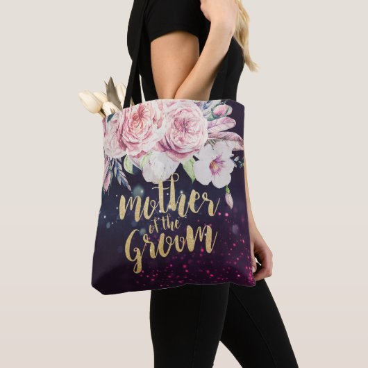 Buwmoeder van de Groom Floral Paarse Lichten Tote Bag (Dichtbij)