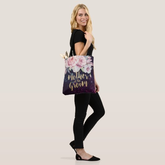 Buwmoeder van de Groom Floral Paarse Lichten Tote Bag (Op model)