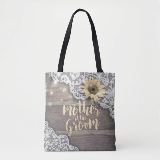 Buwmoeder van de Groom Lace Sunflower Wood Tote Bag (Voorkant)