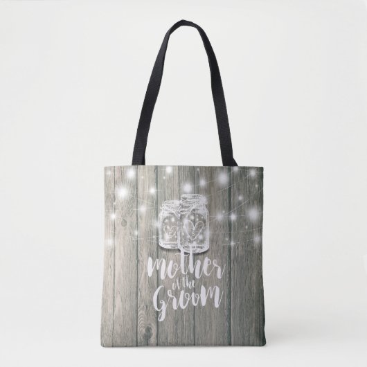 Buwmoeder van de Groom Wood Mason Jar Lights Tote Bag (Voorkant)
