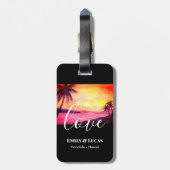 Buwthema Tropische strand Sunset Waterverf Bagagelabel (Achterkant verticaal)