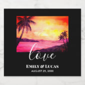 Buwthema Tropische strand Sunset Waterverf Bier Etiket (Enkel label)