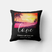 Buwthema Tropische strand Sunset Waterverf Kussen (Achterkant)