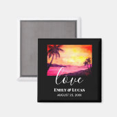 Buwthema Tropische strand Sunset Waterverf Magneet (Voorkant / Achterkant)