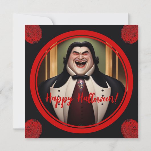 Buxom Count Dracula Happy Halloween Kaart (Voorkant)