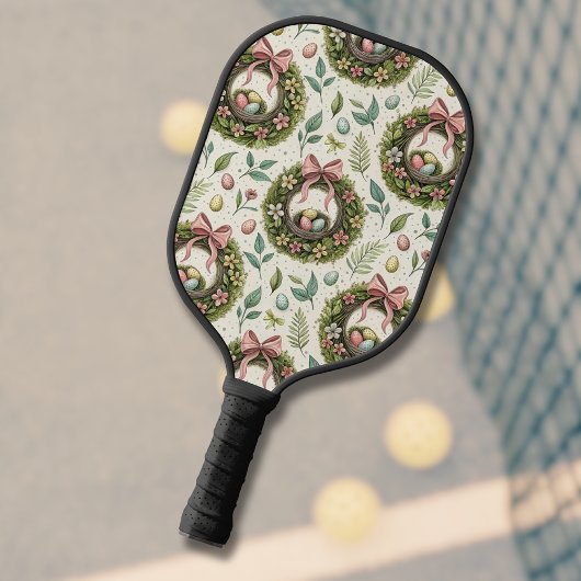 Buxus Paas Krans Roze Strik met Ei Pickleball Paddle