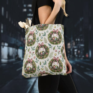 Buxus Paas Krans Roze Strik met Ei Tote Bag