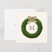 Buxuskrans met rustieke strik en op maat gemonogra kaart (Voorkant / Achterkant)