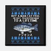 Buy A Man Eat Fish Funny Ugly Christmas Sweaters L Magneet (Voorkant)