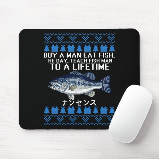 Buy A Man Eat Fish Funny Ugly Christmas Sweaters L Muismat (Met muis)