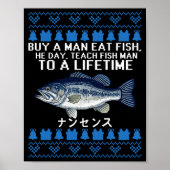 Buy A Man Eat Fish Funny Ugly Christmas Sweaters L Poster (Voorkant)