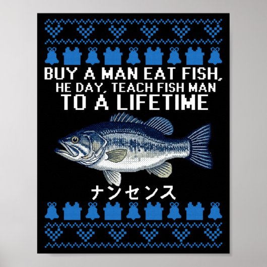 Buy A Man Eat Fish Funny Ugly Christmas Sweaters L Poster (Voorkant)