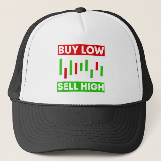 BUY LOW SELL HIGH TRADING CANDLE STICKS TRUCKER PET (Voorkant)