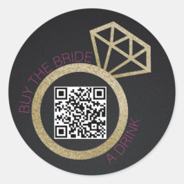 Buy the Bachelorette a Drink QR Code, Hens Party Ronde Sticker