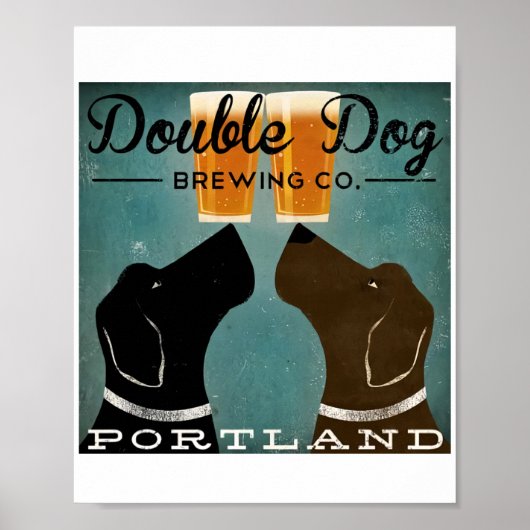 Buyartforless Double Dog Brewing Co Portland Black Poster (Voorkant)