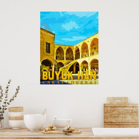 Büyük Han Cyprus - Grote Inn caravansarai geschenk Poster (Keuken)