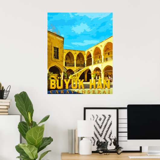 Büyük Han Cyprus - Grote Inn caravansarai geschenk Poster (Thuiskantoor)