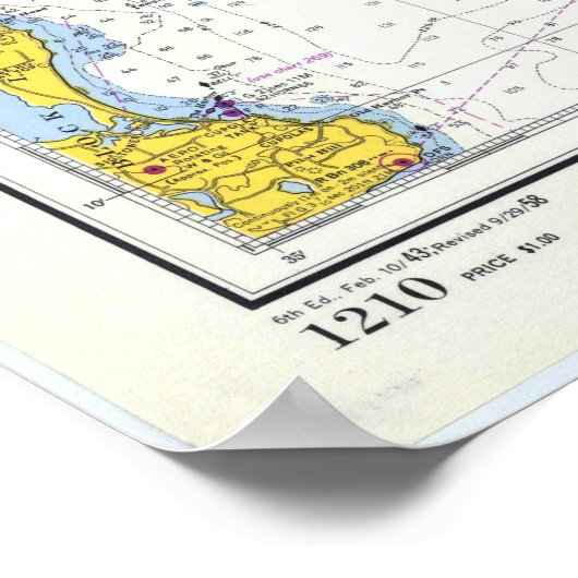  Buzards Bay, Vineyard Map Sound Poster (Hoek)