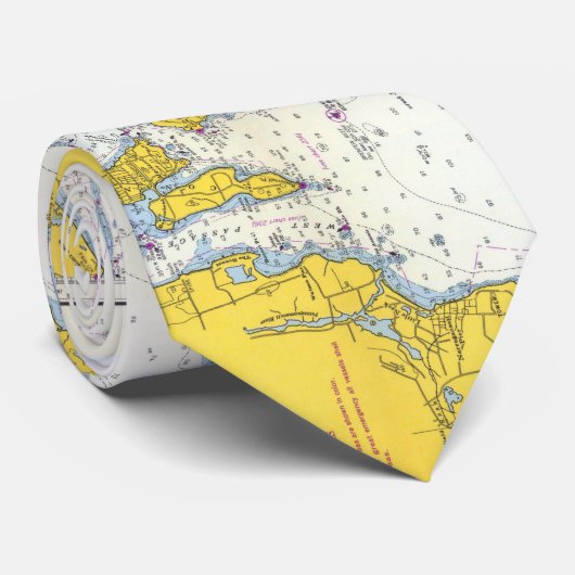 Buzards Bay, Vineyard Sound Map Stropdas (Opgerold)