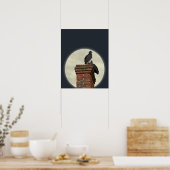 Buzek op schoorsteen tegen volle maan poster (Keuken)