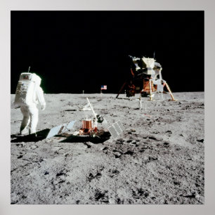 Buzz Aldrin en Lunar Module op de maan Poster
