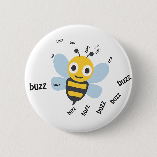 Buzz Bee Cute Emoji Ronde Button 5,7 Cm (Voorkant)