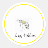 Buzz & Bloom Stickers - hand drawn bee design (Voorkant)