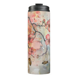 Buzz & Blossom: Cherry Blossom Bee Tumbler Thermosbeker