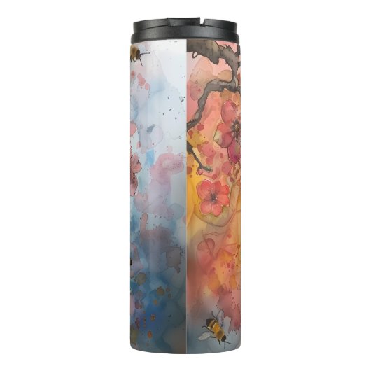 Buzz & Blossom: Cherry Blossom Bee Tumbler Thermosbeker (Achterkant)