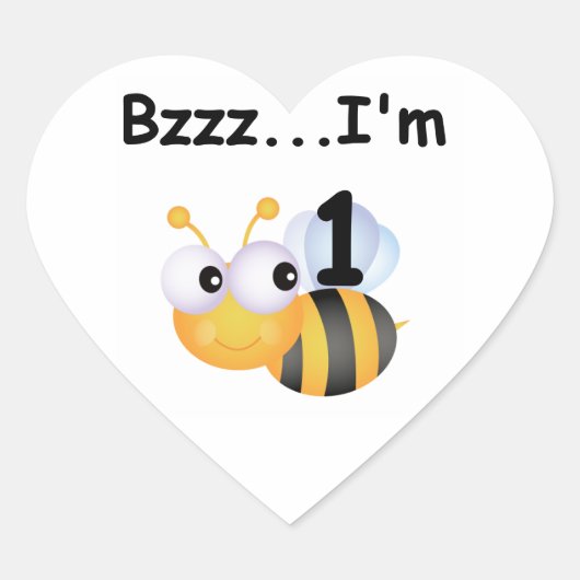 Buzz Bumblebee 1e Verjaardag T-shirts en geschenke Hart Sticker (Voorkant)