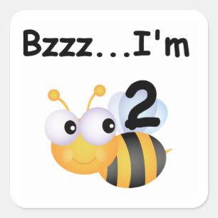 Buzz Bumblebee 2e verjaardag T-shirts en cadeautje Vierkante Sticker