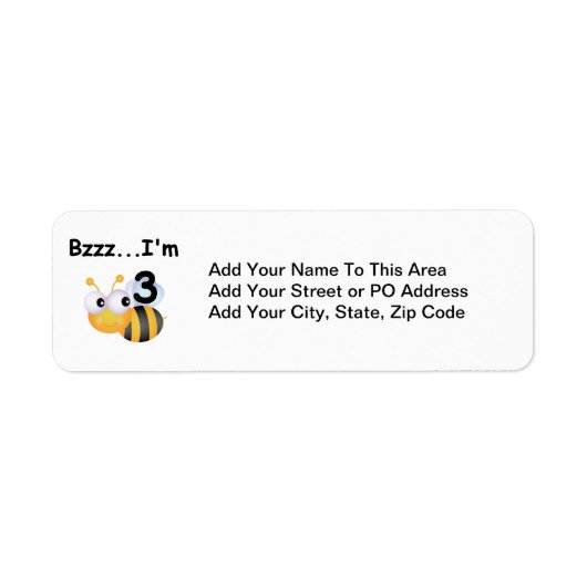 Buzz Bumblebee 3e verjaardag T-shirts en cadeautje Etiket (Voorkant)