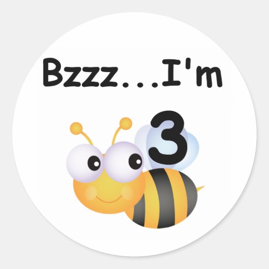 Buzz Bumblebee 3e verjaardag T-shirts en cadeautje Ronde Sticker (Voorkant)