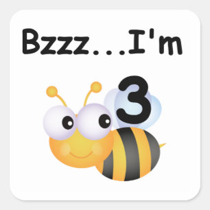 Buzz Bumblebee 3e verjaardag T-shirts en cadeautje Vierkante Sticker