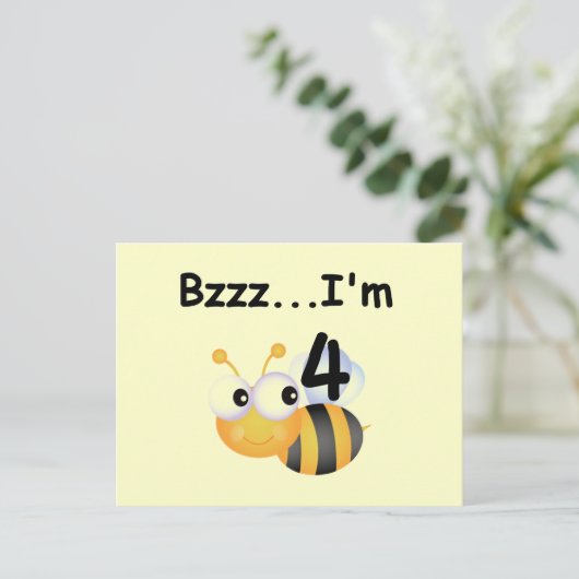 Buzz Bumblebee 4e Verjaardag T-shirts en geschenke Briefkaart (Staand voorkant)