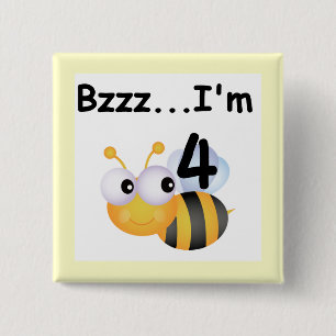 Buzz Bumblebee 4e Verjaardag T-shirts en geschenke Vierkante Button 5,1 Cm