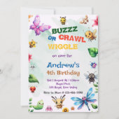 Buzz Crawl Wiggle Bug Party Natuur Thema Verjaarda Kaart (Voorkant)