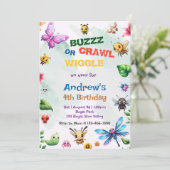 Buzz Crawl Wiggle Bug Party Natuur Thema Verjaarda Kaart (Staand voorkant)