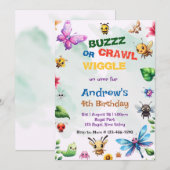 Buzz Crawl Wiggle Bug Party Natuur Thema Verjaarda Kaart (Voorkant / Achterkant)