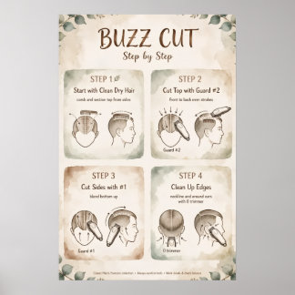 Buzz Cut Stap voor Stap Poster