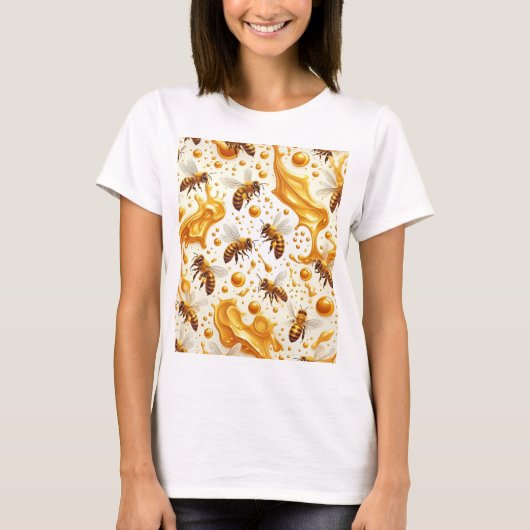 Buzz & Drip - Seamless 8K Honey Bee Pattern with G T-shirt (Voorkant)