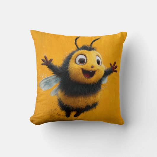 Buzz Of Joy beroemd gemaakt door Happy Bee Pillow Kussen (Voorkant)