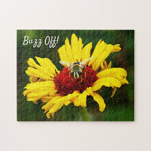 Buzz Off Bee op Bright Gele Wilde Bloem Legpuzzel (Horizontaal)