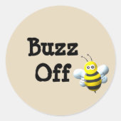 Buzz Off Bee Ronde Sticker (Voorkant)
