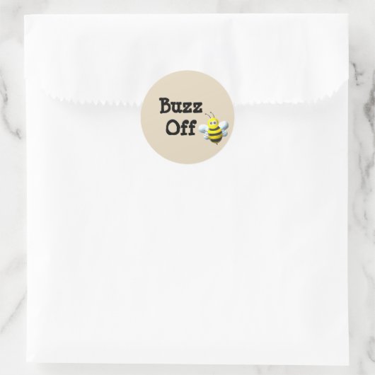 Buzz Off Bee Ronde Sticker (Tas)