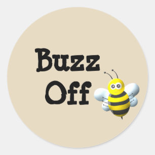 Buzz Off Bee Ronde Sticker