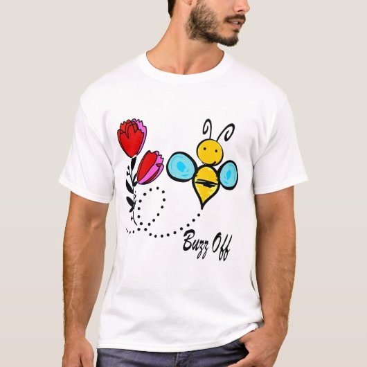 Buzz Off - Cute bee and flower T-shirt (Voorkant)