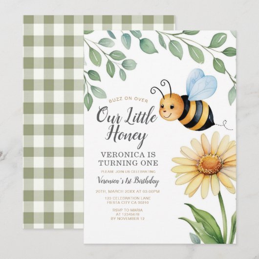 Buzz On Over Our Little Honey Gaat Een Bij Keren Kaart (Voorkant / Achterkant)