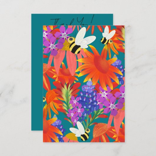 Buzz onder Blooms-Blauwgroen Grove_Dank u Bedankkaart (Voorkant / Achterkant)