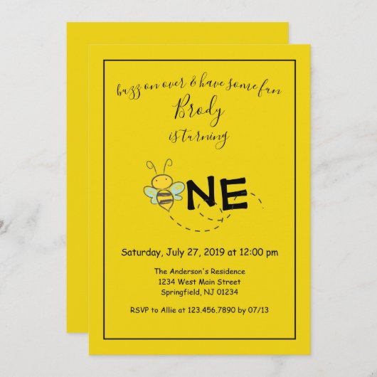 Buzz over de eerste verjaardag van Bee Kaart (Voorkant / Achterkant)